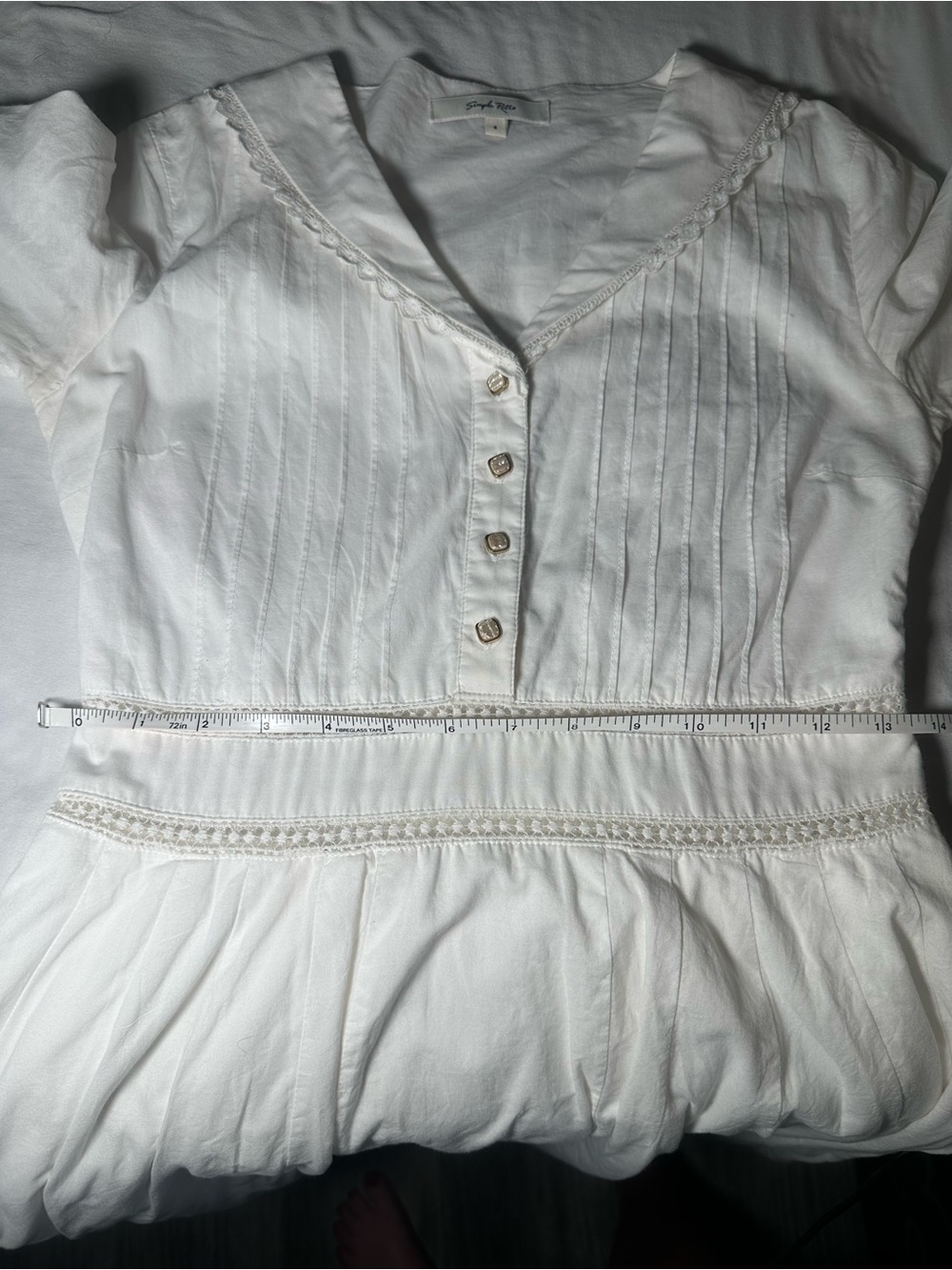 Simple Retro White Fiona Dress bridal embroidery vintage feminine cottagecore - Picture 10 of 10